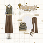 Kuki Outfit - Oneset Wanita Casual Rompi Vest Rajut Kemeja Lengan Panjang Aubrey Kekinian KK250