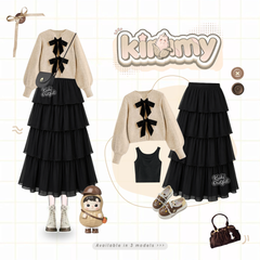 Kuki Outfit - Kimmy Set Wanita 3in1 Cardigan Rok Tanktop | Outfit Remaja Stylish Korean Soft Girl Modern KR08