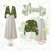 Kuki Outfit - Aynera Army One Set Cardigan Floral Dress Lebaran Remaja KA92