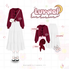 Luvwel 1 Set One Set Cardigan Ribbon Remaja Korean Style Wanita - KA44