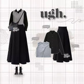 Kuki Outfit - Black One Set Outfit Wanita Kekinian OOTD Wanita Streetwear KK234