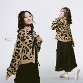 KUKI OUTFIT - One Set Cardigan Rajut Motif Leopard Pita Knitwear + Rok Soft Cotton