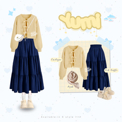 Yumi Set Cardigan Wanita Korean Style Baju Satu Set - KA50