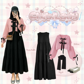 Paket OOTD - Oneset Korean Style Ribbon Wanita Kekinian Remaja - LO76