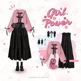 Kuki Outfit One Set Korean Style Remaja Wanita Kekinian - KA35