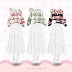 Paolin Set Sweater Rajut Wanita One Set Knit Remaja Kekinian KA65