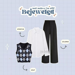 One Set Wanita Korean Style Outfit OOTD Kekinian Hijab - KK112