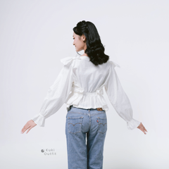 KUKI OUTFIT - Atasan Callista Ruffle Blossom Blouse Katun Lengan Panjang Casual
