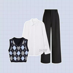 One Set Wanita Korean Style Outfit OOTD Kekinian Hijab - KK112