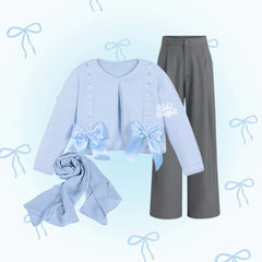 Oneset Cardigan Blue Cute Style Outfit - KK220