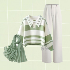 One Set Korean OOTD (Sweater, Celana, Hijab) - KK101