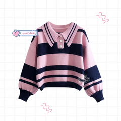 Maisha One Set Lucu Wanita Kekinian Korean Style Outfit Pink Navy KA48