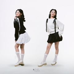 KUKI OUTFIT - Atasan Wanita Rajut Oversize Batwing Polos Ribbon Lepas Pasang Bianca Sweater