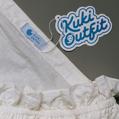 KUKI OUTFIT - One Set White Blouse Wanita Polos Katun Ruffle + Rok Cotton Susun Nyaman Dipakai Callista