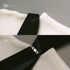 KUKI OUTFIT - Atasan Wanita Rajut Oversize Batwing Polos Ribbon Lepas Pasang Bianca Sweater