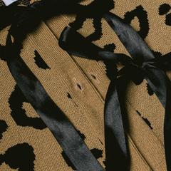 KUKI OUTFIT - One Set Cardigan Rajut Motif Leopard Pita Knitwear + Rok Soft Cotton