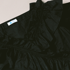 KUKI OUTFIT - One Set Black Blouse Wanita Polos Katun Ruffle + Rok Cotton Susun Nyaman Dipakai Callista