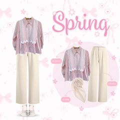 Oneset Outfit Pink Remaja Set OOTD Wanita Cute Kekinian - LO29
