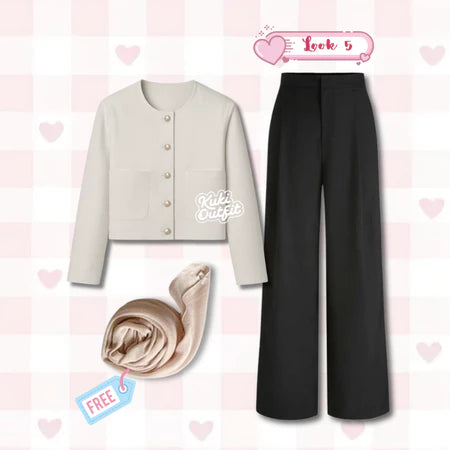 Savella One Set Blazer 3in1 Outfit Korea Style Wanita Paket OOTD - KA33