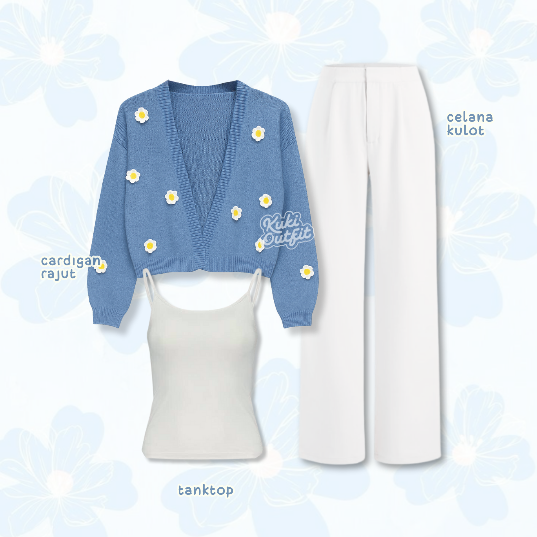 Luna One Set Floral Dress Outfit Korea Style Remaja Dewasa - KA38