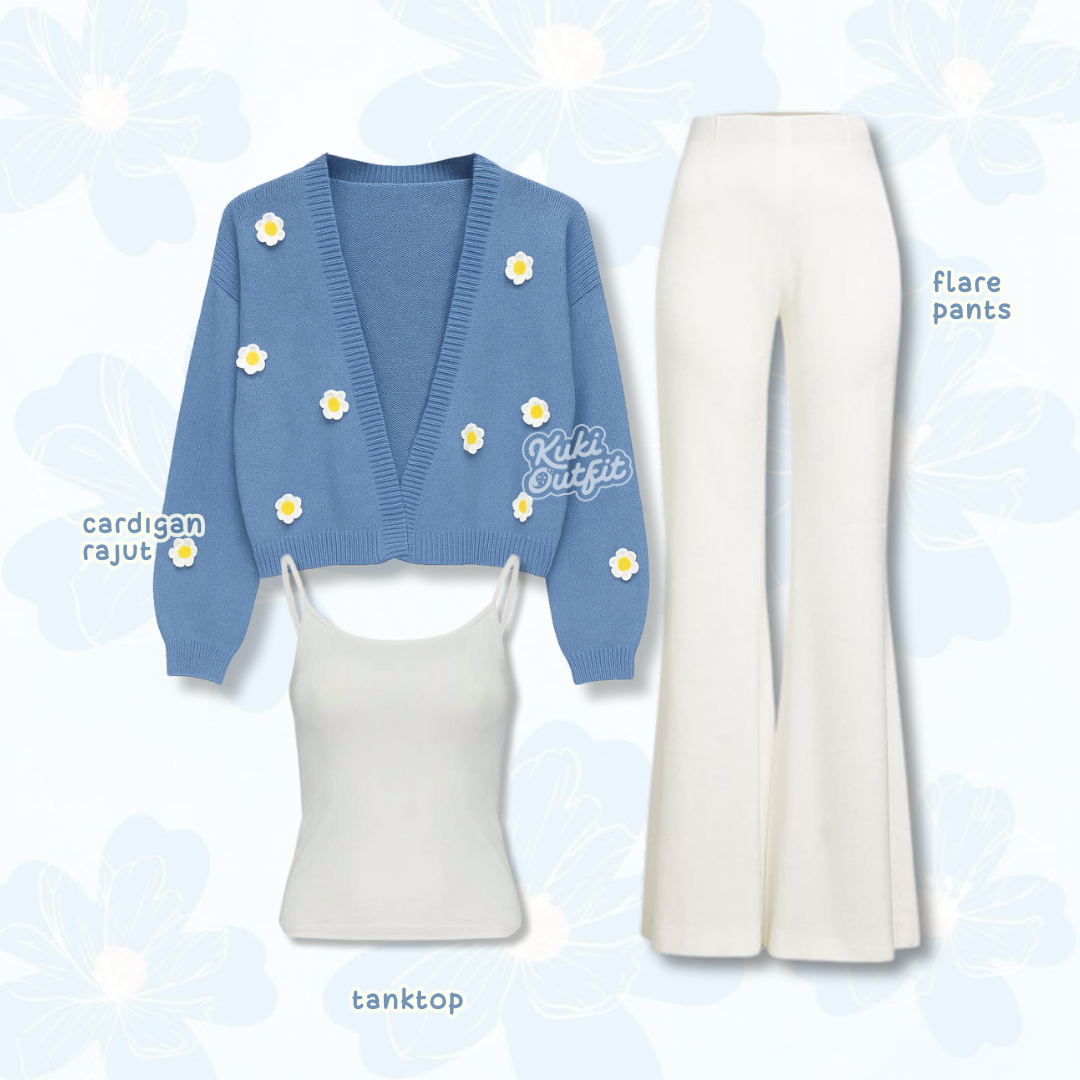 Luna One Set Floral Dress Outfit Korea Style Remaja Dewasa - KA38