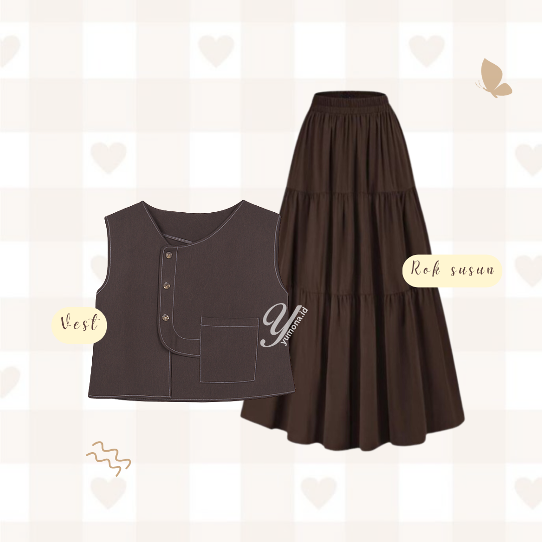 Tawffie One Set Wanita Kekinian Setelan Celana Cutbray Wanita - KA51