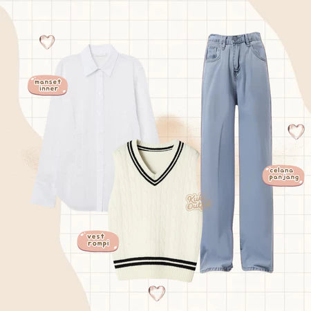 Xia Oneset Baju Wanita Korean Style Setelan Wanita Kekinian - Z45