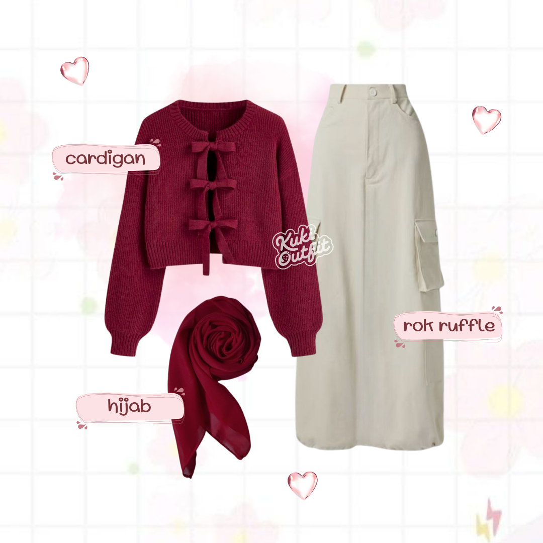 Luvwel 1 Set One Set Cardigan Ribbon Remaja Korean Style Wanita - KA44