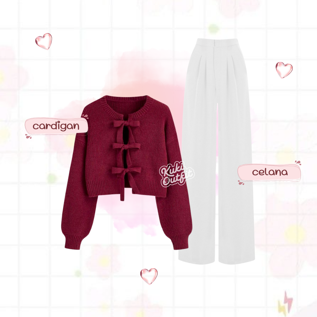 Luvwel 1 Set One Set Cardigan Ribbon Remaja Korean Style Wanita - KA44