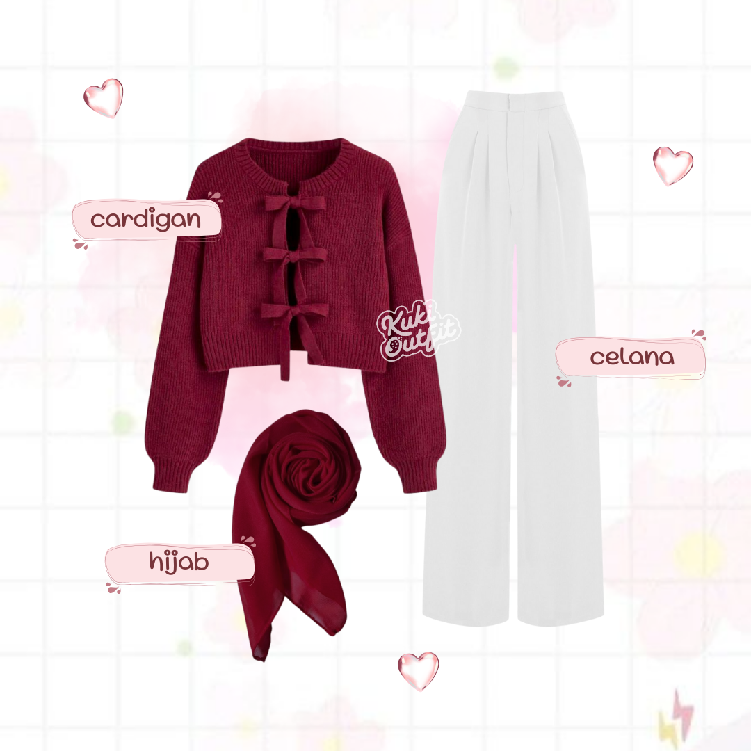 Luvwel 1 Set One Set Cardigan Ribbon Remaja Korean Style Wanita - KA44