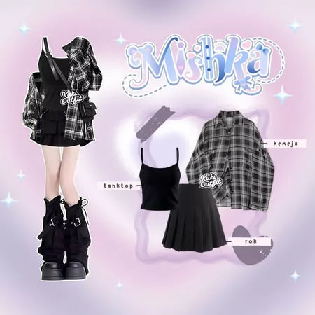Setelan Y2K Oneset 3in1 Korean Streetwear - KK219