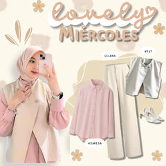 One Set OOTD Hijab Style 3 in 1 Setelan Wanita Kekinian Remaja - LO07