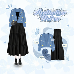 Luna One Set Floral Dress Outfit Korea Style Remaja Dewasa - KA38