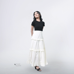 KUKI OUTFIT - Rok Wanita Ruffle Furing Bahan Cotton Yuvie Skirt