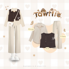 Tawffie One Set Wanita Kekinian Setelan Celana Cutbray Wanita - KA51