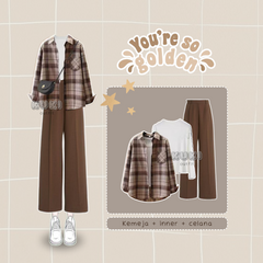 One Set Wanita Kekinian Oneset 3in1 Style Flanel - KK07