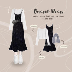 Oneset Dress Wanita Korean Style Outfit Hijab Ootd - KK50