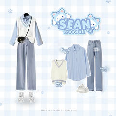 Sean Baju One Set Wanita Korean Style Rompi Setelan - KK248
