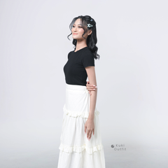 KUKI OUTFIT - Rok Wanita Ruffle Furing Bahan Cotton Yuvie Skirt