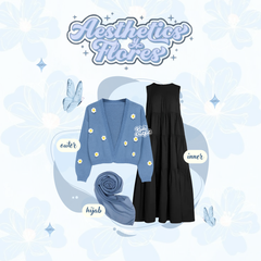 Luna One Set Floral Dress Outfit Korea Style Remaja Dewasa - KA38