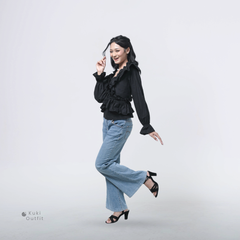 KUKI OUTFIT - Atasan Callista Ruffle Blossom Blouse Katun Poplin Lengan Panjang Casual