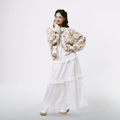 KUKI OUTFIT - One Set Cardigan Rajut Motif Leopard Pita Knitwear + Rok Soft Cotton