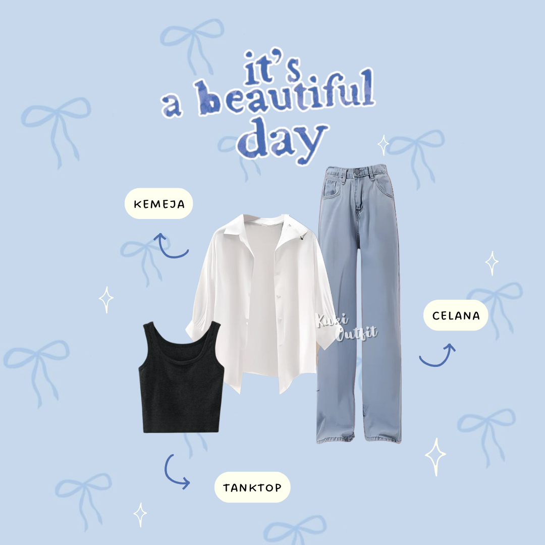 1 Set Outfit (Kemeja, Celana Jeans, Tanktop) - KK149