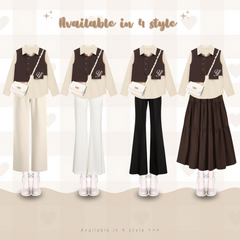 Tawffie One Set Wanita Kekinian Setelan Celana Cutbray Wanita - KA51