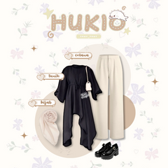 Hukio Set Outfit Korean Style Hijab One Set Remaja Kekinian - KA30