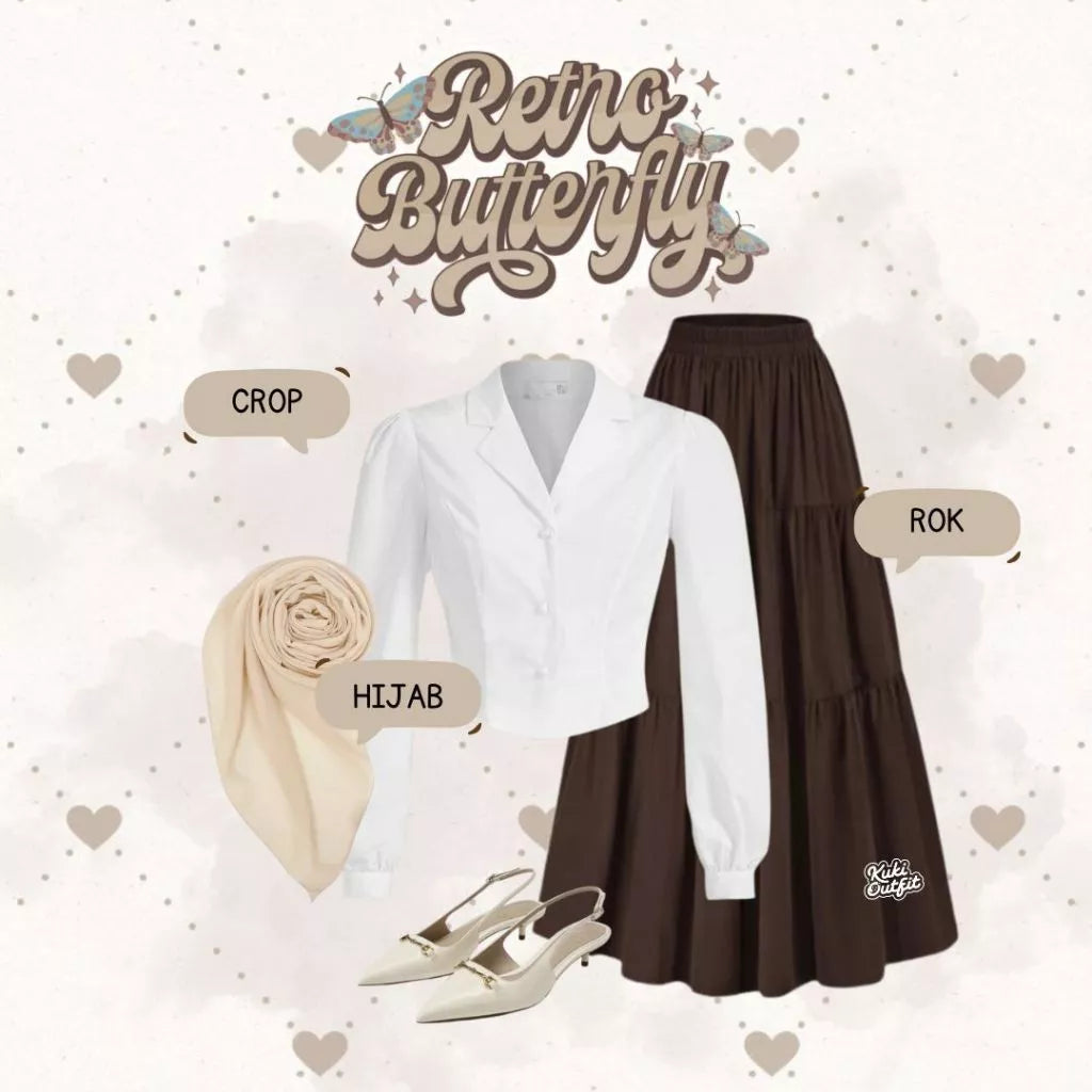 Retro Outfit OOTD Selebgram One Set Wanita Kekinian - KK226