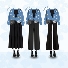 Luna One Set Floral Dress Outfit Korea Style Remaja Dewasa - KA38