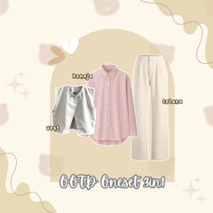 One Set OOTD Hijab Style 3 in 1 Setelan Wanita Kekinian Remaja - LO07