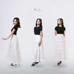 KUKI OUTFIT - Rok Wanita Ruffle Furing Bahan Cotton Yuvie Skirt