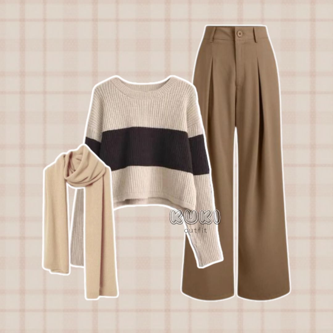 One Set Wanita Korean Stye Outfit Kekinian - KK79